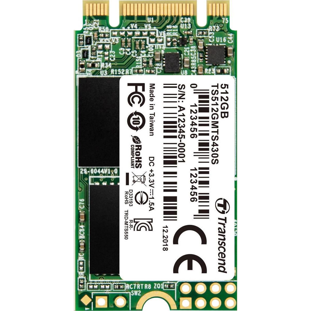 512GB Transcend MTS430 M.2 2242 SSD meghajtó (TS512GMTS430S) (TS512GMTS430S)-0