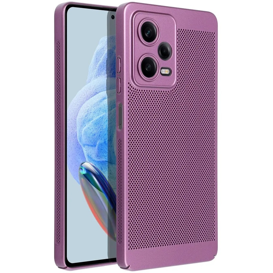 Apple iPhone 15 Pro, Műanyag hátlap védőtok, légáteresztő, lyukacsos minta, Breezy, lila (139696)-0