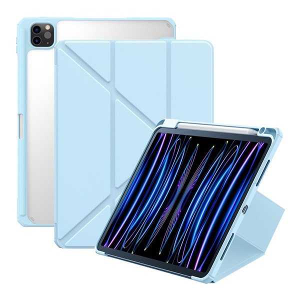 Apple iPad Pro 11 (2020 / 2021 / 2022), mappa tok, Apple Pencil tartóval, Origami Smart Case, Baseus Minimalist, világoskék (6932172630980)-0