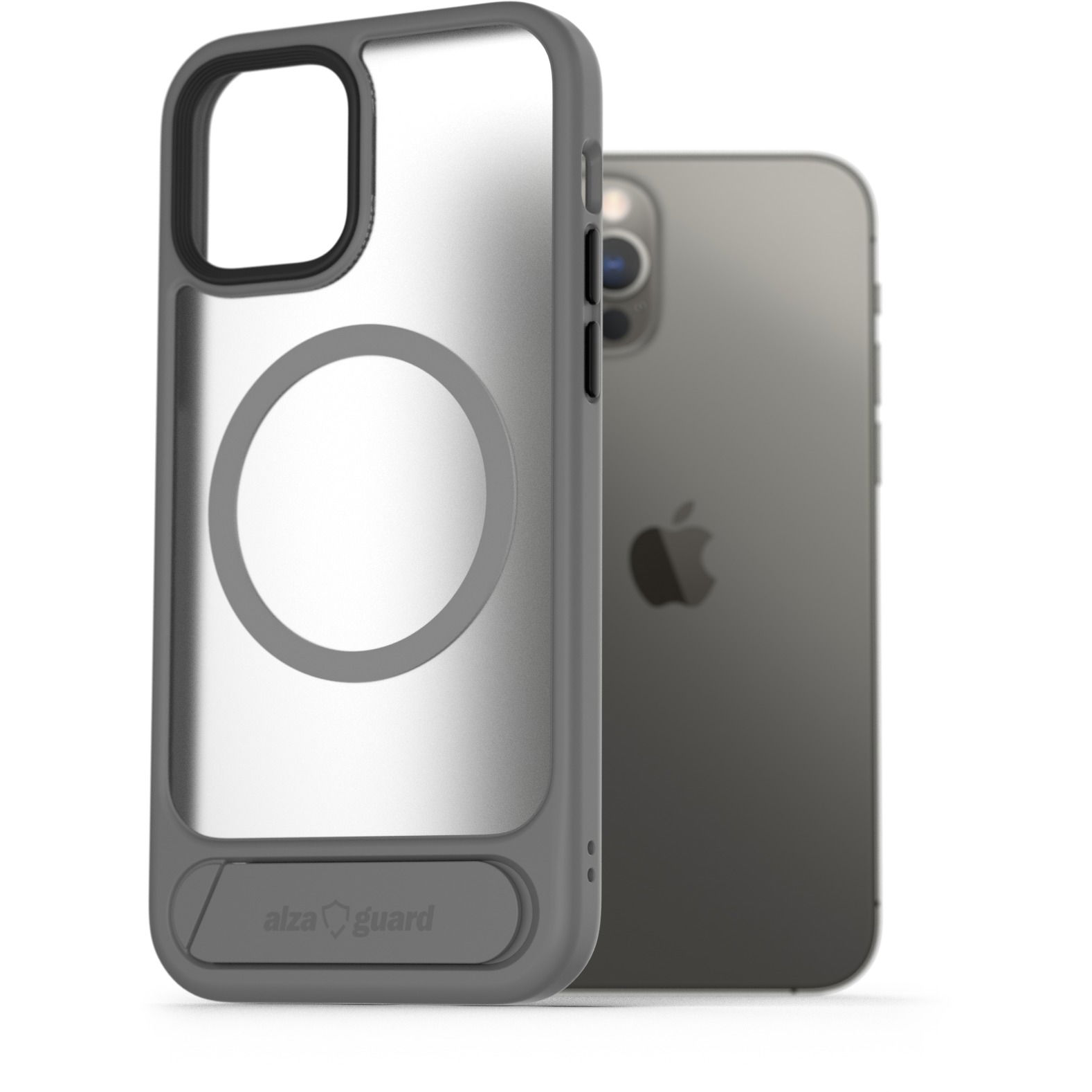 AlzaGuard Matte Case with Stand Compatible with MagSafe for iPhone 12 / 12 Pro szürke tok (AGD-PCH00012Y)-0