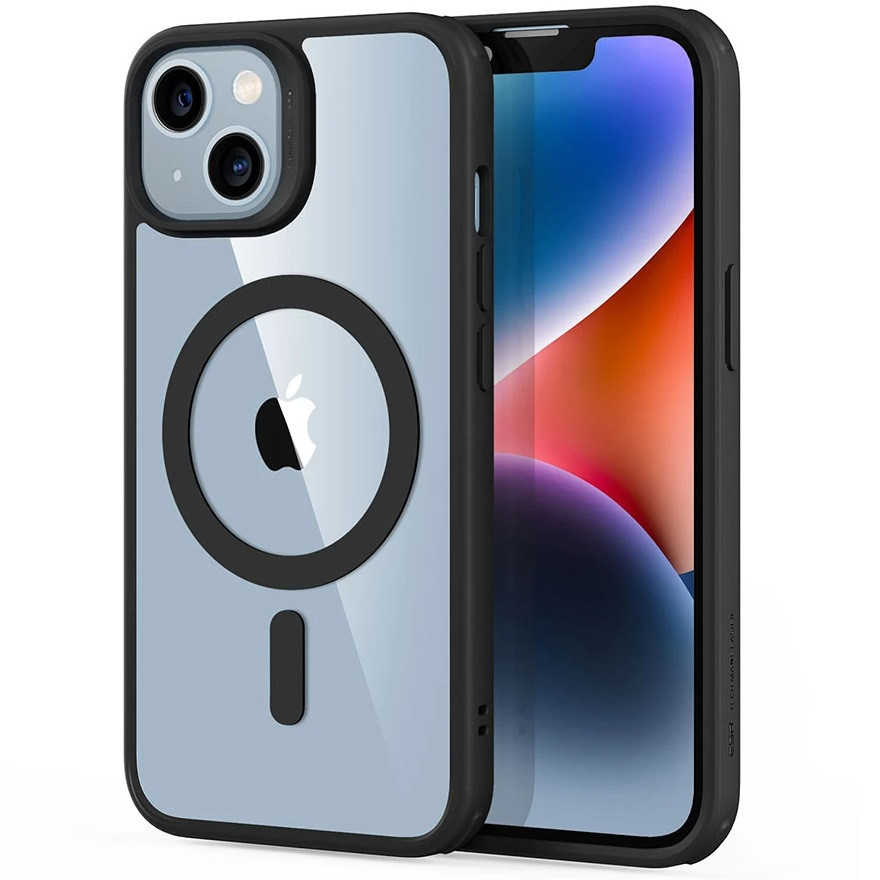 Apple iPhone 14 Plus, Szilikon tok, közepesen ütésálló, légpárnás sarok, Magsafe kompatibilis, ESR Classic Hybrid HaloLock, átlátszó/fekete (4894240160749)-0
