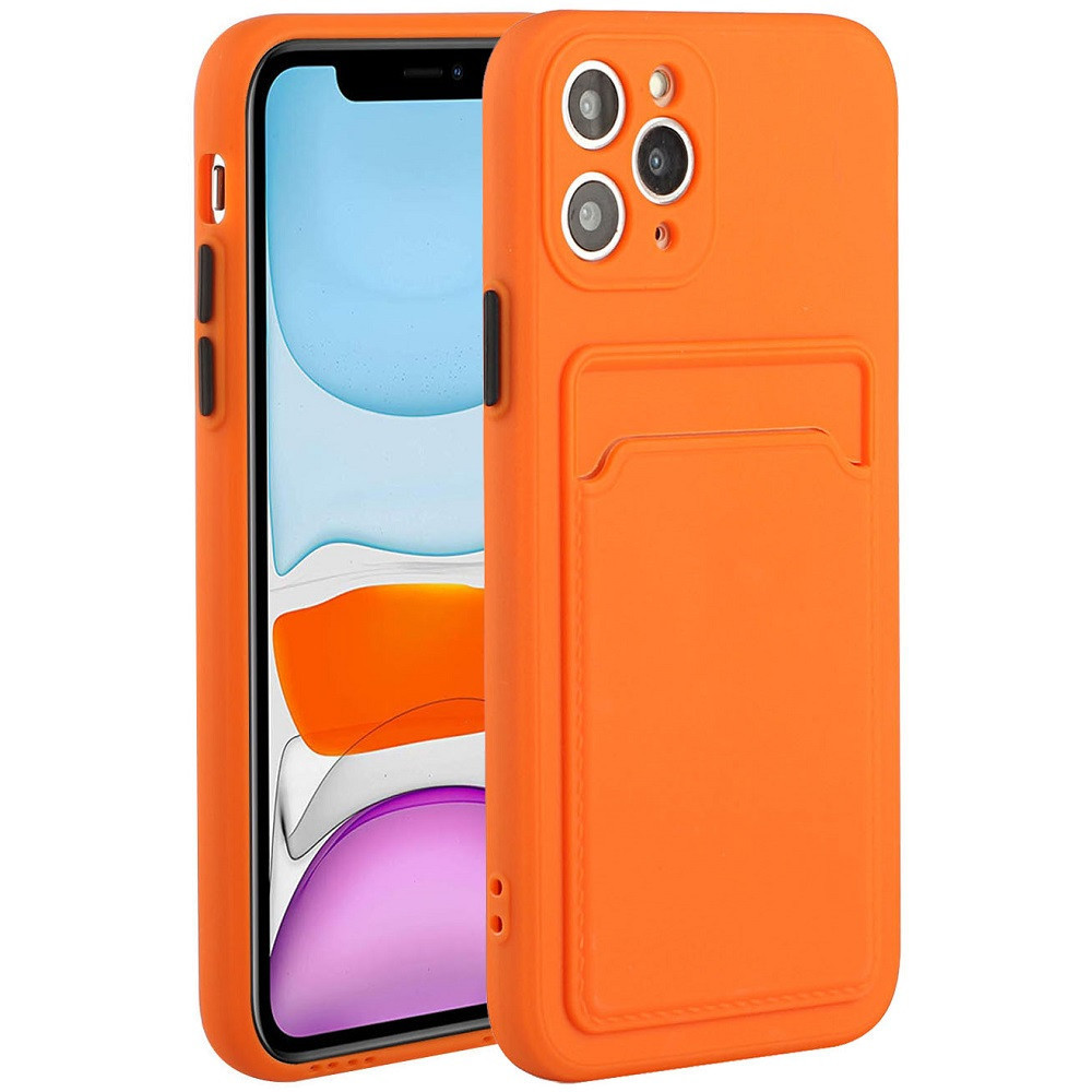Apple iPhone 15 Pro, Szilikon tok, kártyatartóval, Wooze Card Slot, narancssárga (139166)-0