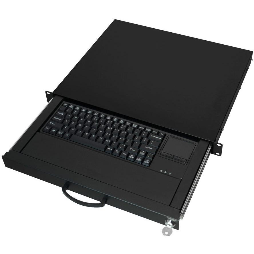 Aixcase AIX-19K1UKDETB-B 19" Rack Szekrénybe építhető 1U fiók + Billentyűzet (US) + Touchpad (AIX-19K1UKUSTP-B)-0