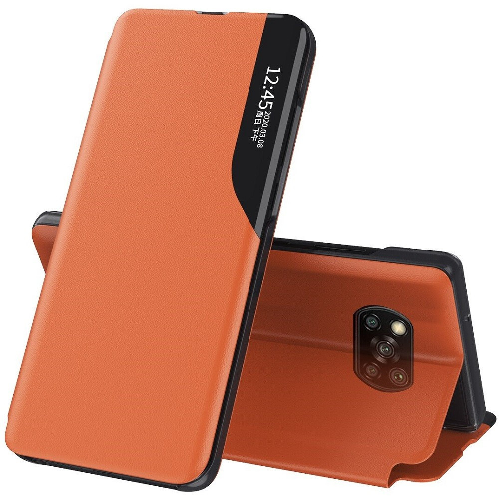 Apple iPhone 14 Plus, Oldalra nyíló tok, stand, hívás mutatóval, Wooze FashionBook, sárga (125175)-0