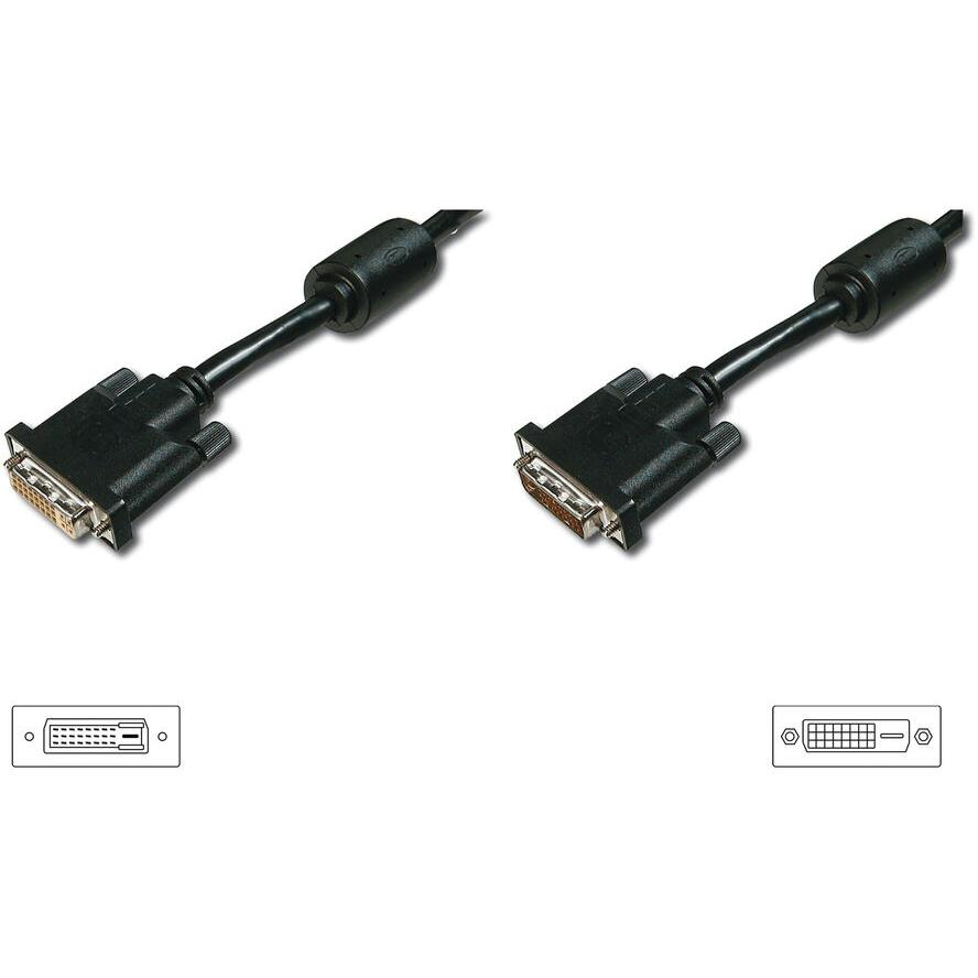 Assmann DVI extension cable, DVI-D (Dual Link) (24+1), 2x ferrit 5m Black (AK-320200-050-S)-0