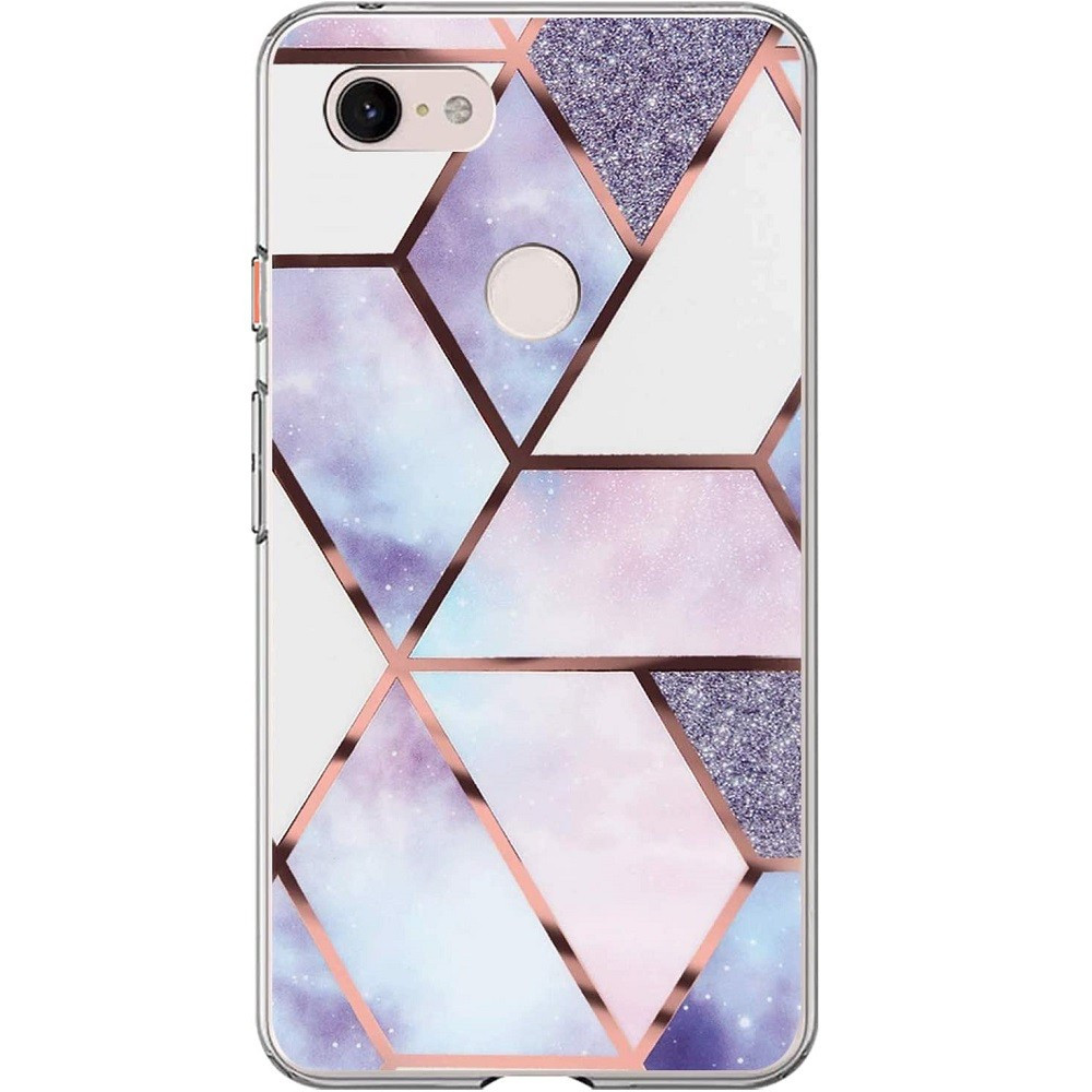Apple iPhone 12 Pro Max, Szilikon tok, sokszöges márvány minta, Wooze Geometric Marble, színes/kék (111122)-0