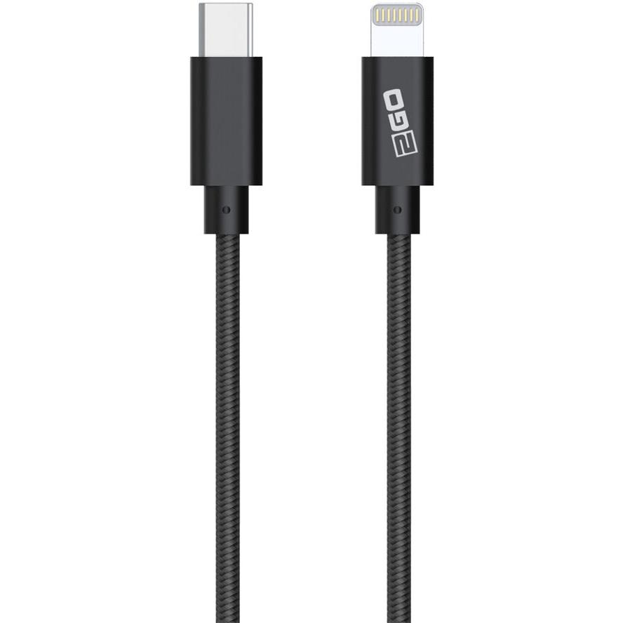 2GO 797162 USB-C apa - Lightning apa 2.0 Adat és töltőkábel - Fekete (1m) (797162)-0