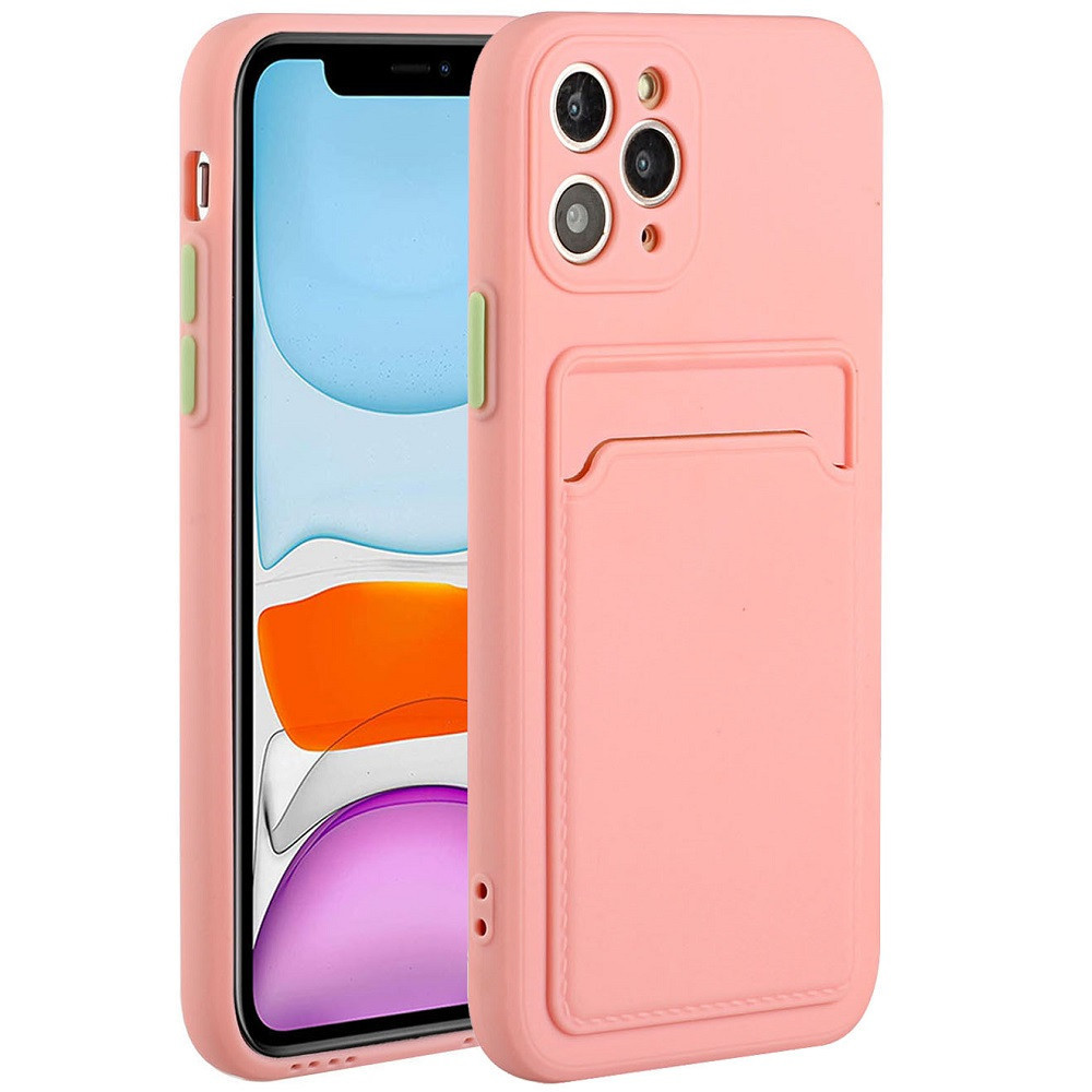 Apple iPhone 14 Plus, Szilikon tok, kártyatartóval, Wooze Card Slot, rózsaszín (125213)-0