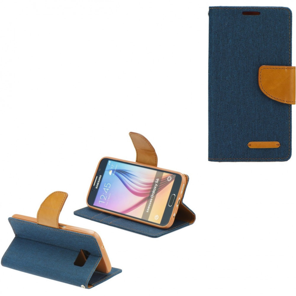 Apple iPhone 11 Pro Max, Oldalra nyíló tok, stand, Canvas Book, sötétkék (85197)-0