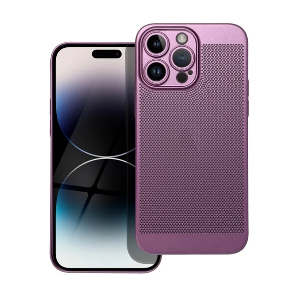 Apple iPhone 14 Pro Max, Műanyag hátlap védőtok, légáteresztő, lyukacsos minta, Breezy, lila (G142573)-0