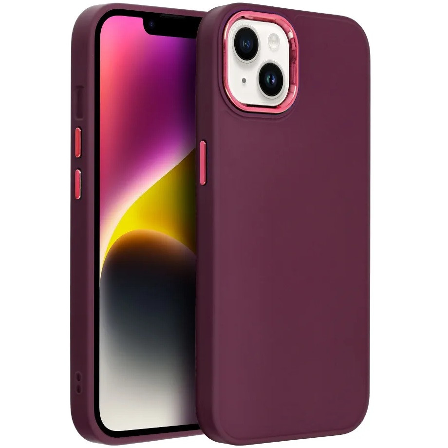 Apple iPhone 15 Pro, Szilikon tok, közepesen ütésálló, fémhatású kamera keret, Frame Case, lila (5903396214578)-0