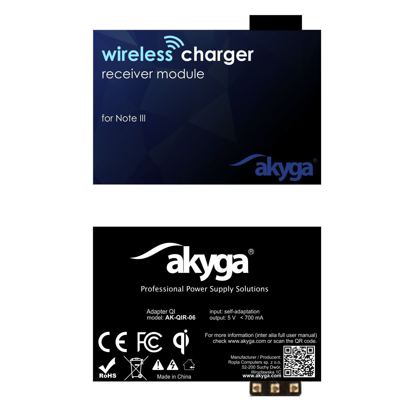 Akyga AK-QIR-06 (Samsung Note III) Indukciós töltő adapter (5 V / 1 A) (AK-QIR-06)-0