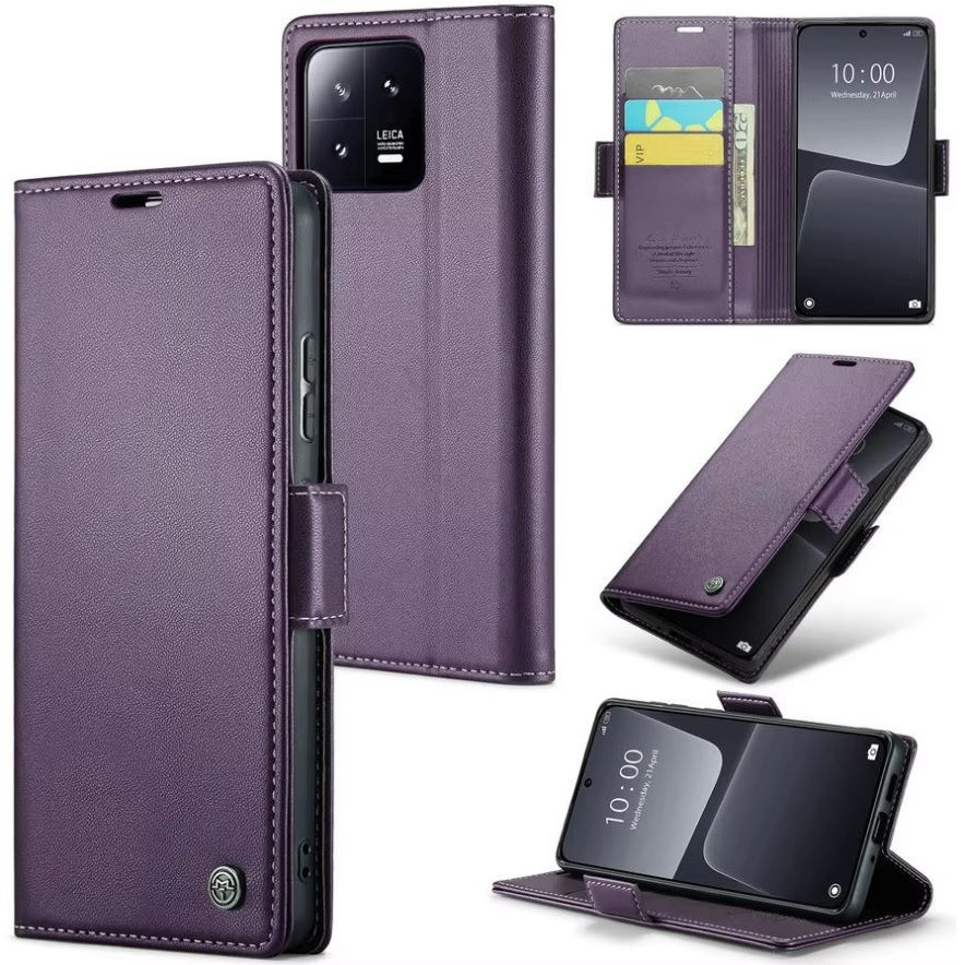 Apple iPhone 16 Pro, Oldalra nyíló tok, stand, kártyatartóval, RFID technológiával, Wooze CaseME, lila (TS8166)-0