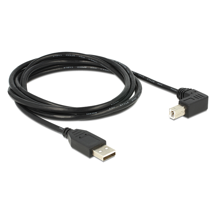 DeLock USB2.0 M - USB-B M (90°) Adapterkábel 2m - Fekete (83528)-0