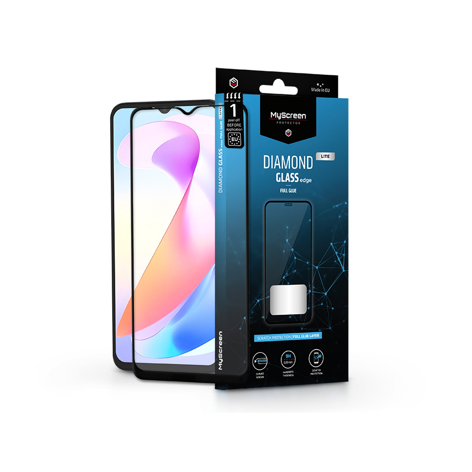 Honor X6a edzett üveg képernyővédő fólia - MyScreen Protector Diamond Glass LiteEdge2.5D Full Glue - fekete (MS225229)-0