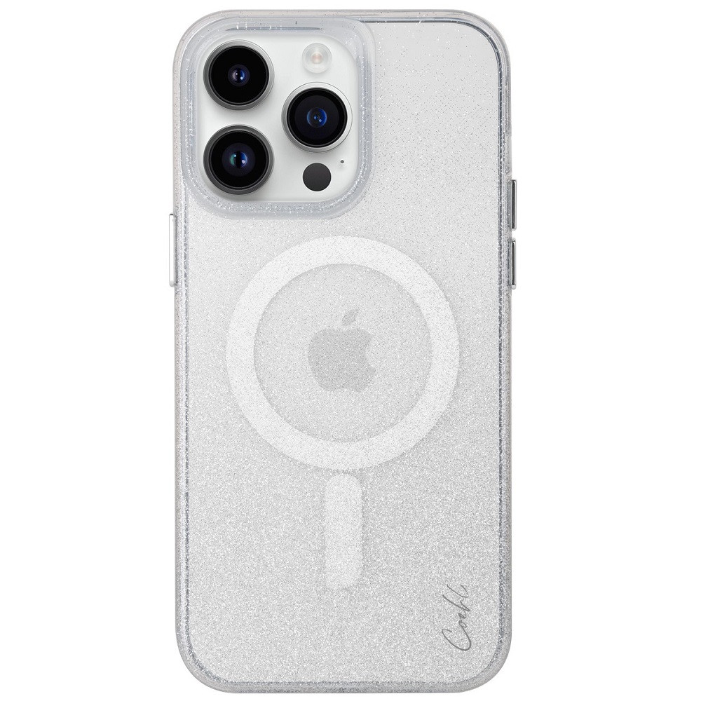 Apple iPhone 14 Pro, Szilikon tok, Magsafe töltővel kompatibilis, csillogó, Uniq Coehl Lumino, átlátszó/ezüst (S73291)-0