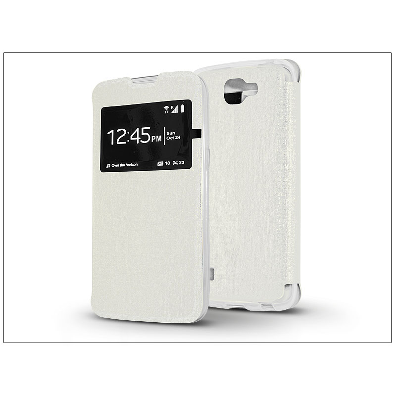 Haffner LG K4 K120E S-View Flexi oldalra nyíló flipes tok Fehér (PT-2928)-0