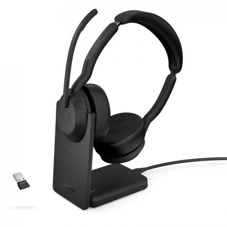 Jabra Evolve2 55 Headset Vezetékes és vezeték nélküli Fejpánt Iroda/telefonos ügyfélközpont Bluetooth Dokkoló Fekete (25599-989-989)-0