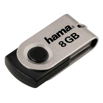 Hama 8GB Rotate USB flash meghajtó USB A típus 2.0 Fekete, Ezüst (94142)-0