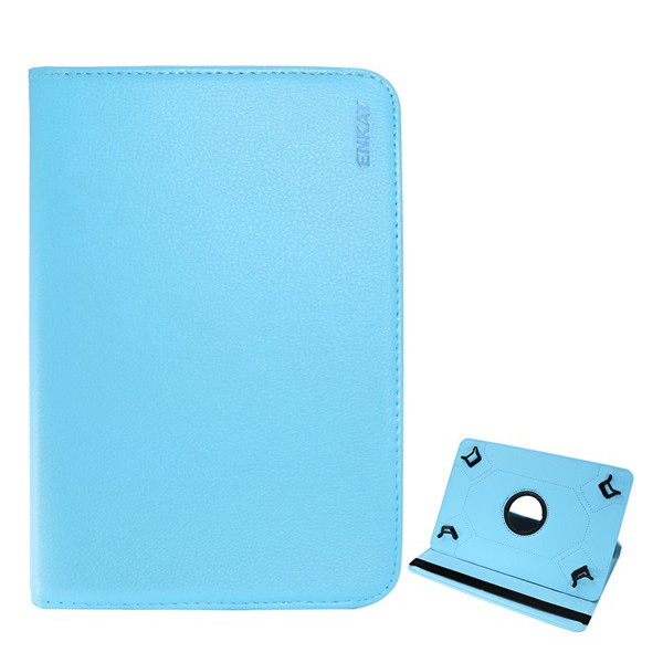 ENKAY tok álló, bőr hatású (FLIP, asztali tartó funkció, 360°-ban forgatható, univerzális, 10" méret) VILÁGOSKÉK [Alcatel 1T 10.1 WIFI (OT-8091)] (5996457823444)-0