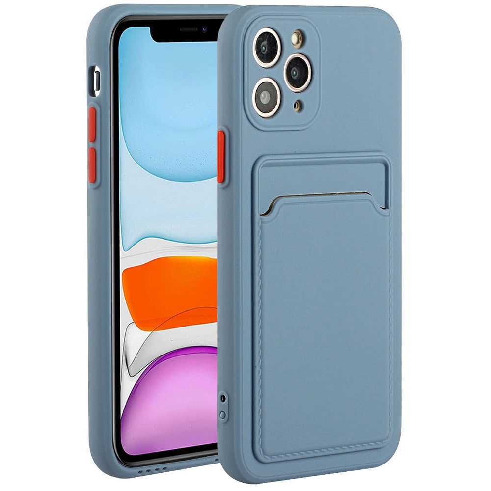 Apple iPhone 14, Szilikon tok, kártyatartóval, Wooze Card Slot, leander-szürke (125351)-0