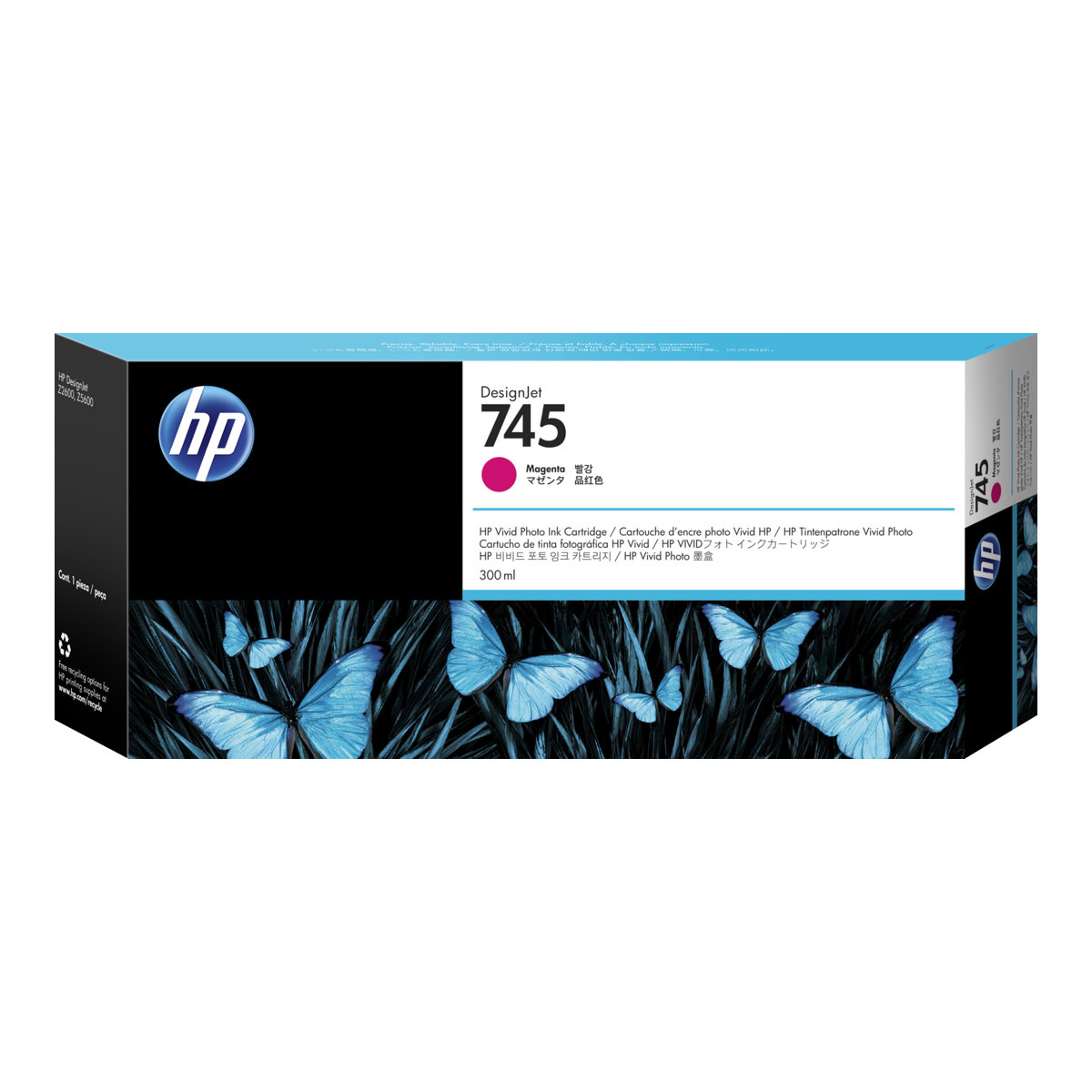 HP 745 300-ml DesignJet Magenta Ink Cartridge (F9K01A)-0