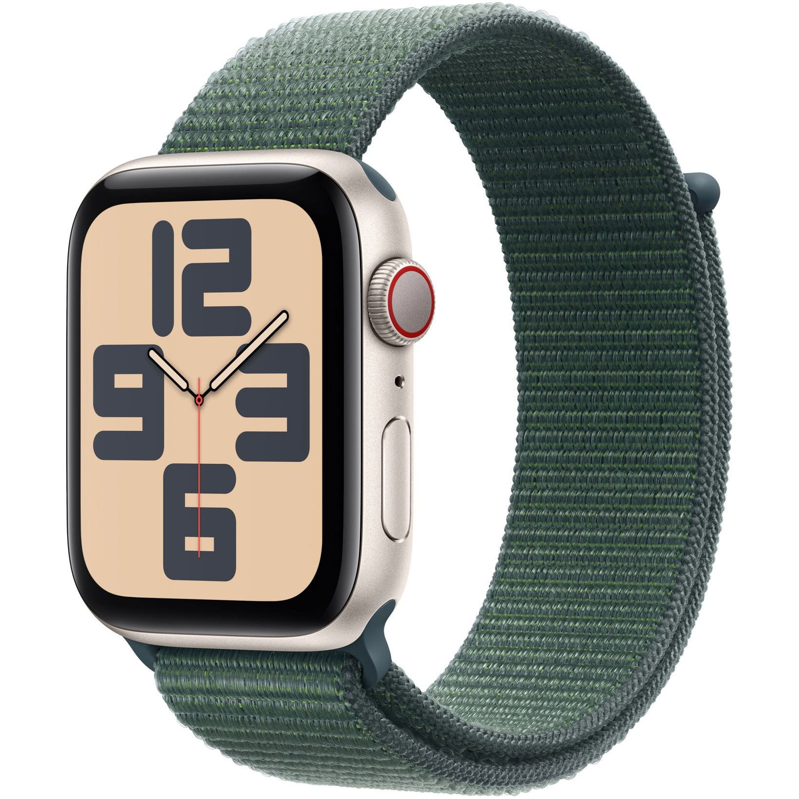 Apple Watch SE Cellular 44mm Starlight Aluminium Case with Lake Green Sport Loop (MXGV3QH/A)-0