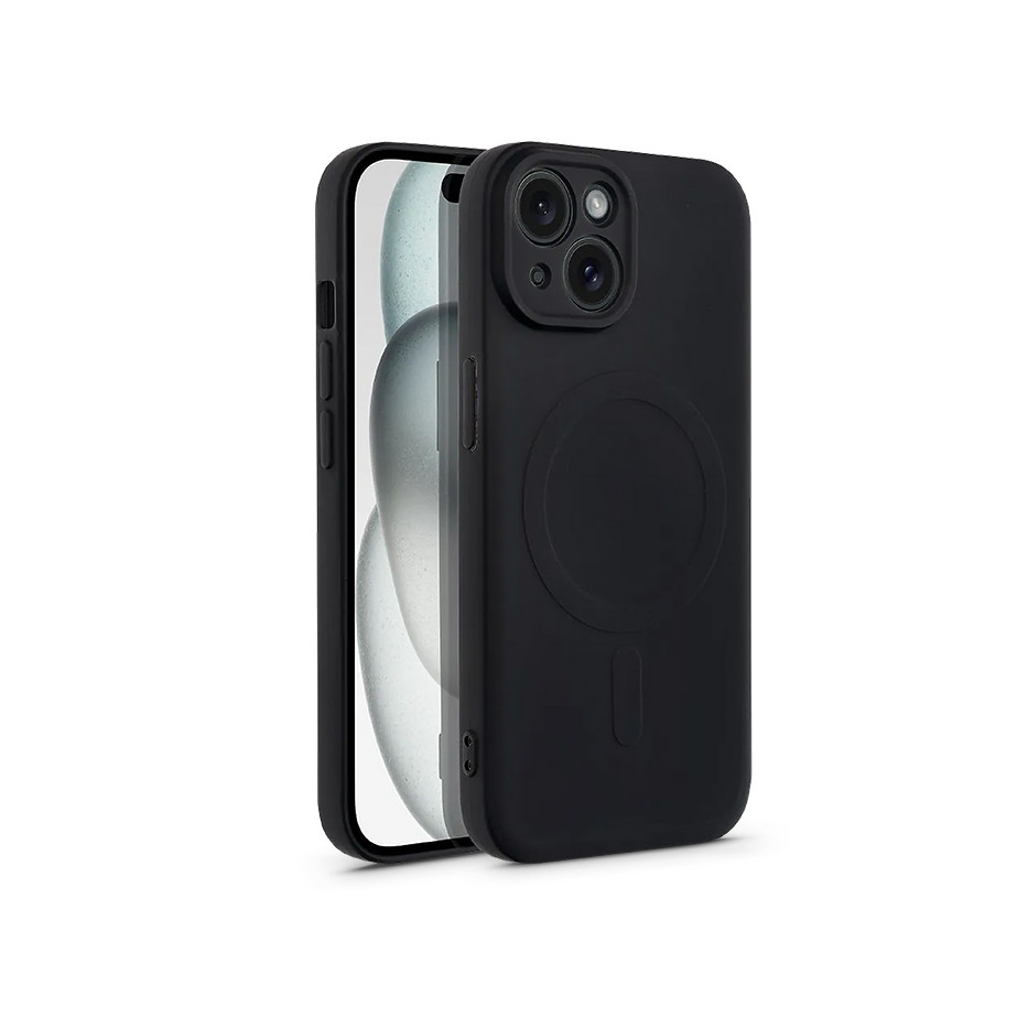 Apple iPhone 15 szilikon hátlap - Silicone Mag Cover - fekete (HF228872)-0