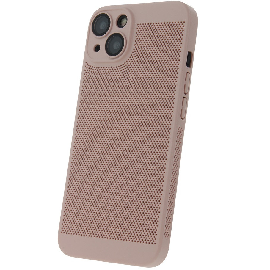 Apple iPhone 15 Plus, Műanyag hátlap védőtok, légáteresztő, lyukacsos minta, Breezy, rózsaszín (139694)-0