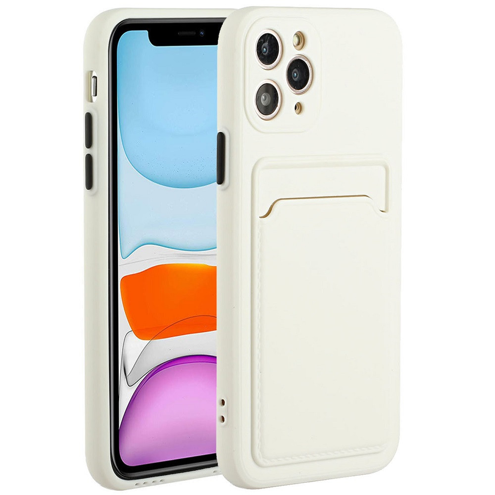 Apple iPhone 14 Pro, Szilikon tok, kártyatartóval, Wooze Card Slot, fehér (125063)-0