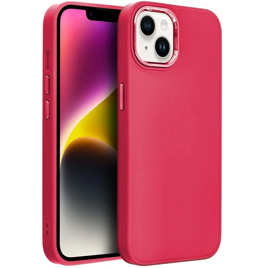 Apple iPhone 15 Pro, Szilikon tok, közepesen ütésálló, fémhatású kamera keret, Frame Case, magenta (5903396214585)-0