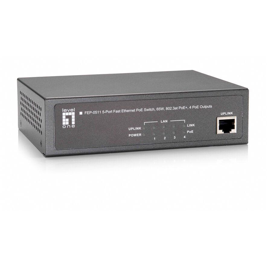LevelOne FEP-0511 hálózati kapcsoló Fast Ethernet (10/100) Ethernet-áramellátás (PoE) támogatása Szürke (FEP-0511)-0