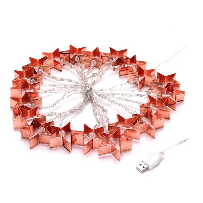 IRIS Csillag alakú fém/4m/meleg fehér/20db LED-es/3xAA elemes fénydekoráció (240-02) (240-02)-0