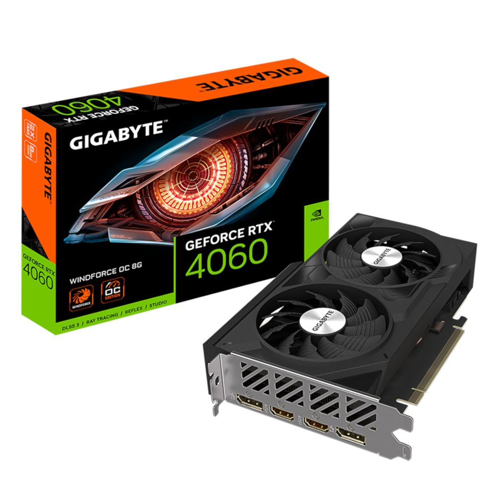 Gigabyte GeForce RTX 4060 WINDFORCE OC 8G NVIDIA 8 GB GDDR6 (GV-N4060WF2OC-8GD)-0