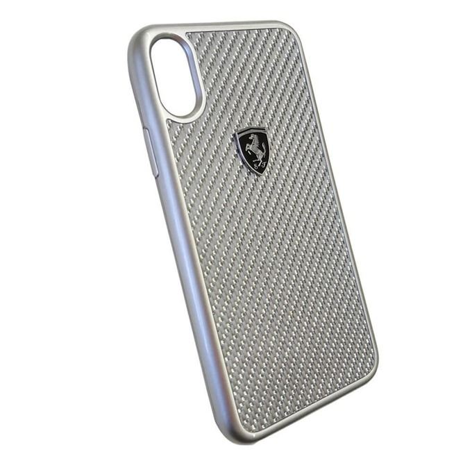 Ferrari Heritage iPhone X/XS valódi karbon tok ezüst (FEHCAHCPXSI) (FEHCAHCPXSI)-0