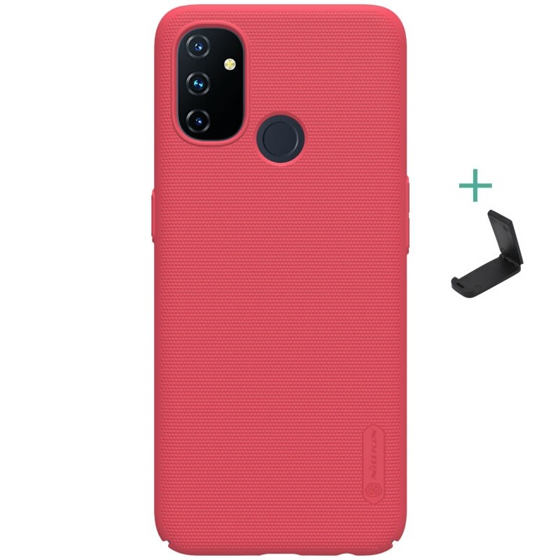 OnePlus Nord N100, Műanyag hátlap védőtok, stand, Nillkin Super Frosted, piros (96041)-0