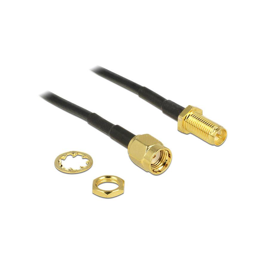 Delock 88876 RP-SMA antenna kábel 0.2m - Fekete (88876)-0