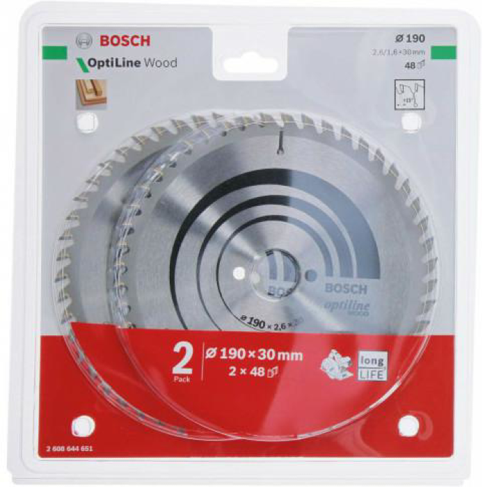 Bosch 2608644651 Körfűrészlap készlet - 190mm (2 db/csomag) (2608644651)-0