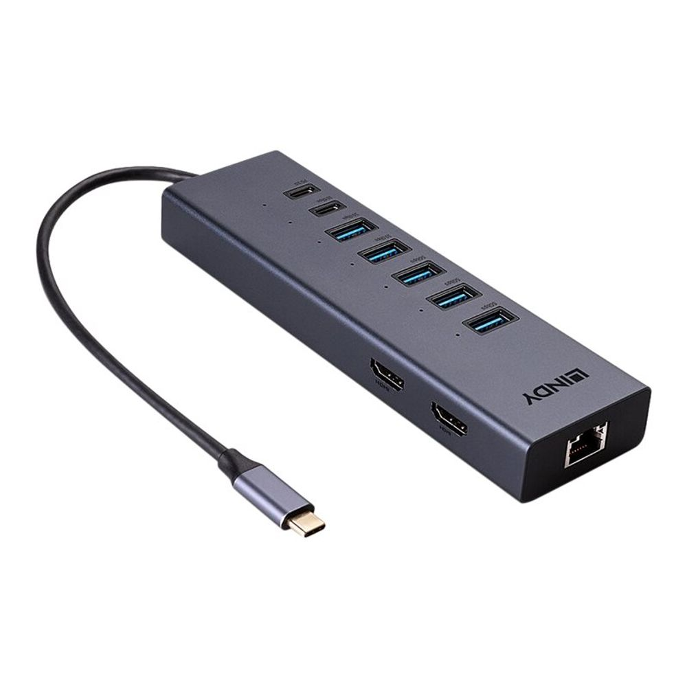 Lindy 43373 dokkoló állomás és port replikátor Vezetékes USB 3.2 Gen 2 (3.1 Gen 2) Type-C Szürke (43373)-0