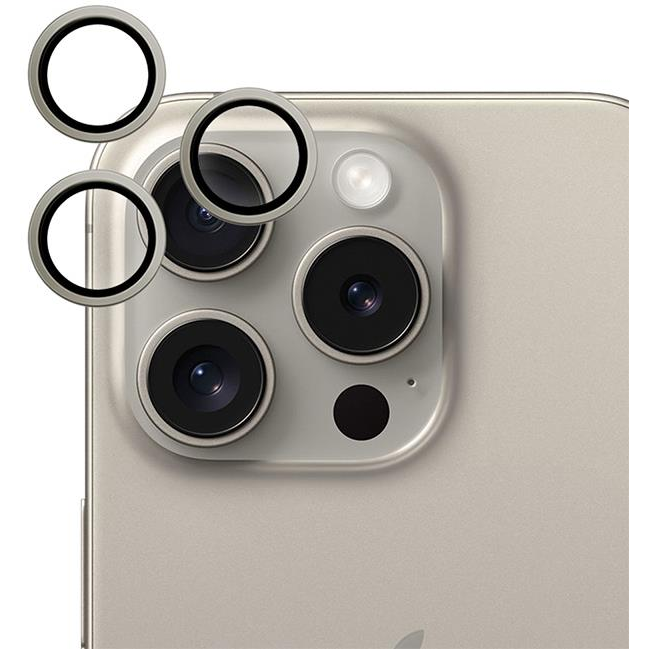 Epico iPhone 15 Pro/15 Pro Max kamera védő fólia - alumínium, természetes titán (81312152000001)-0