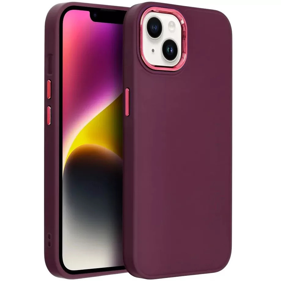 Motorola Moto G54, Szilikon tok, közepesen ütésálló, fémhatású kamera keret, Frame Case, lila (5903396265341)-0
