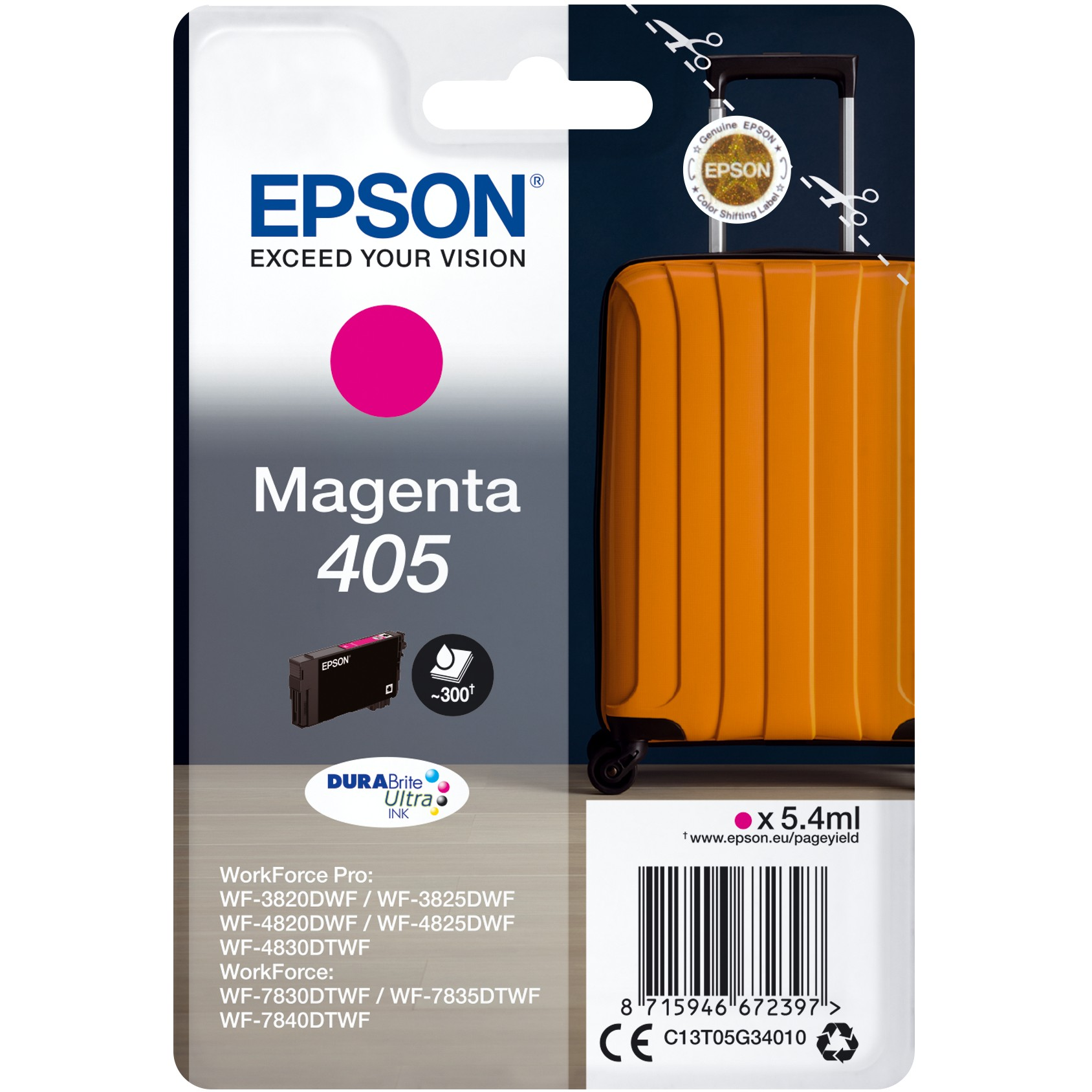 Epson 405 DURABrite Ultra Ink tintapatron 1 dB Eredeti Standard teljesítmény Magenta (C13T05G34010)-0