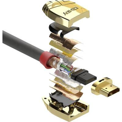 LINDY HDMI Csatlakozókábel [1x HDMI dugó - 1x HDMI dugó] 7.50 m Szürke (37865)-0
