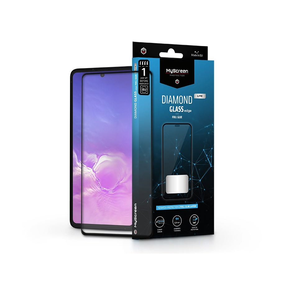 MyScreen Protector Diamond Glass Lite Edge2.5D Full Glue Samsung G770F Galaxy S10 Lite/A915F A91 edzett üveg kijelzővédő fekete kerettel (LA-2014) (LA-2014)-0