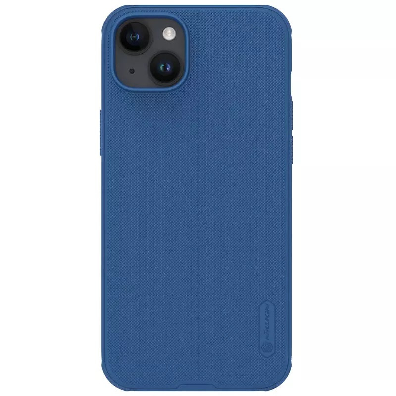 Apple iPhone 15 Plus, Műanyag hátlap védőtok, szilikon keret, légpárnás sarok, Magsafe töltővel kompatibilis, Nillkin Super Frosted Pro Magnetic, sötétkék (6902048265769)-0