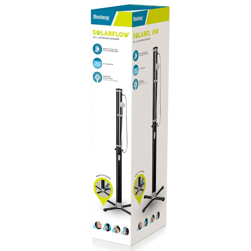 Bestway Duș de exterior Solar Flow, negru, 20 L
