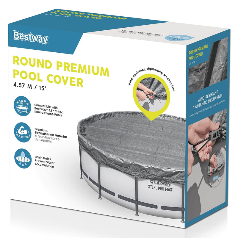 Bestway Husă pentru piscină Ø4,57 m Rotund Poliester Gri
