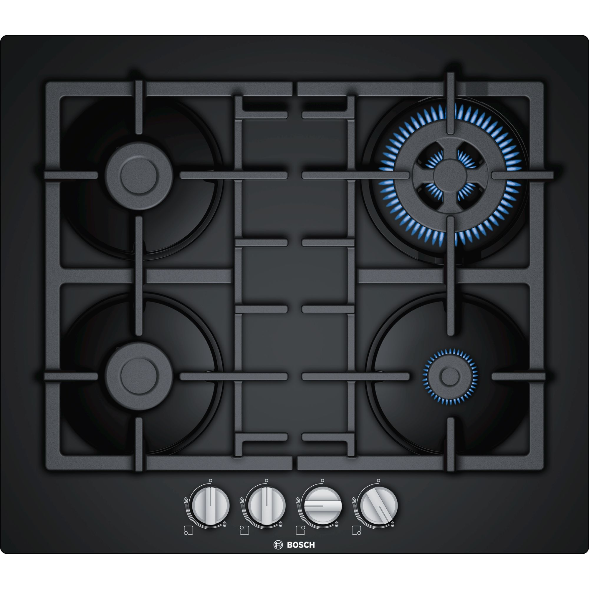 Bosch Serie 4 PNH6B6B90 főzőlap Fekete Beépített 60 cm Gáz 4 zóna (PNH6B6B90)-0