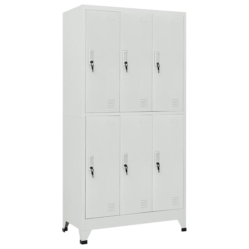 Dulap vestiar cu 6 compartimente, oțel, 90 x 45 x 180 cm, gri