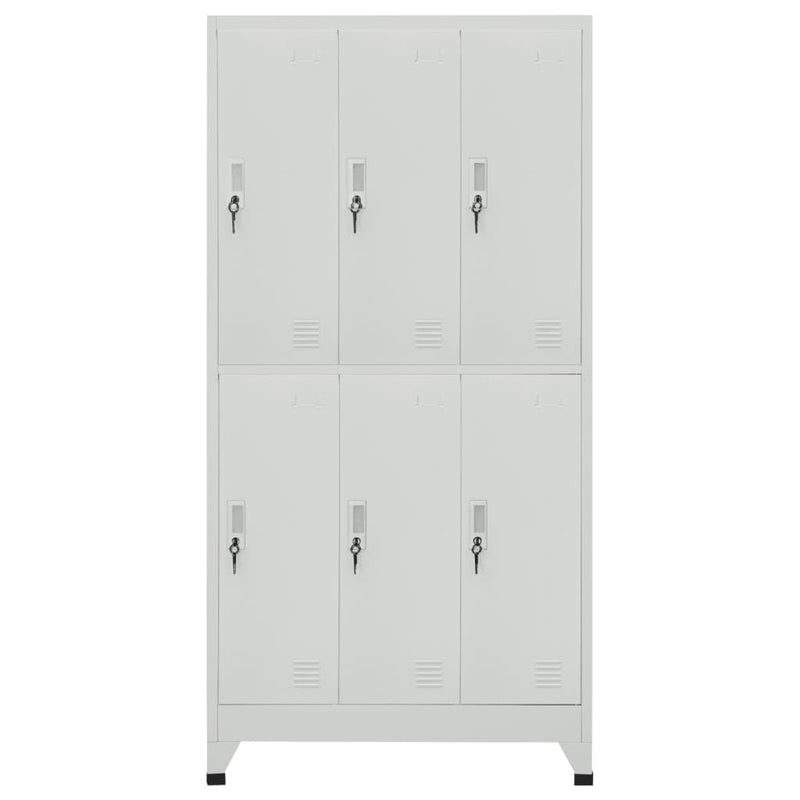 Dulap vestiar cu 6 compartimente, oțel, 90 x 45 x 180 cm, gri